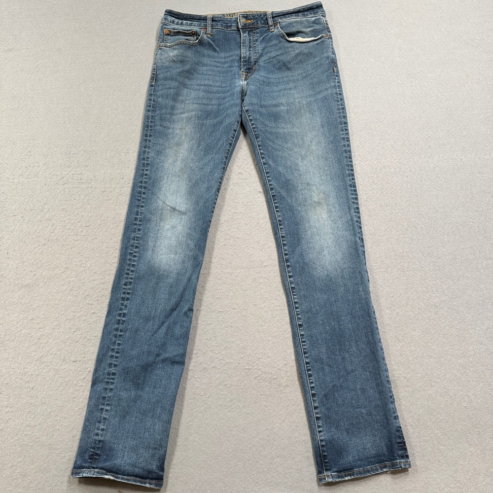American Eagle Jeans Men's 34x36‎ Blue Denim Extreme Flex Straight Leg Whiskered